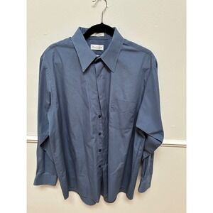 Van Heusen Mens Dress Shirt Blue Long Sleeve Button Down Classic Fit XL 17 34/35
